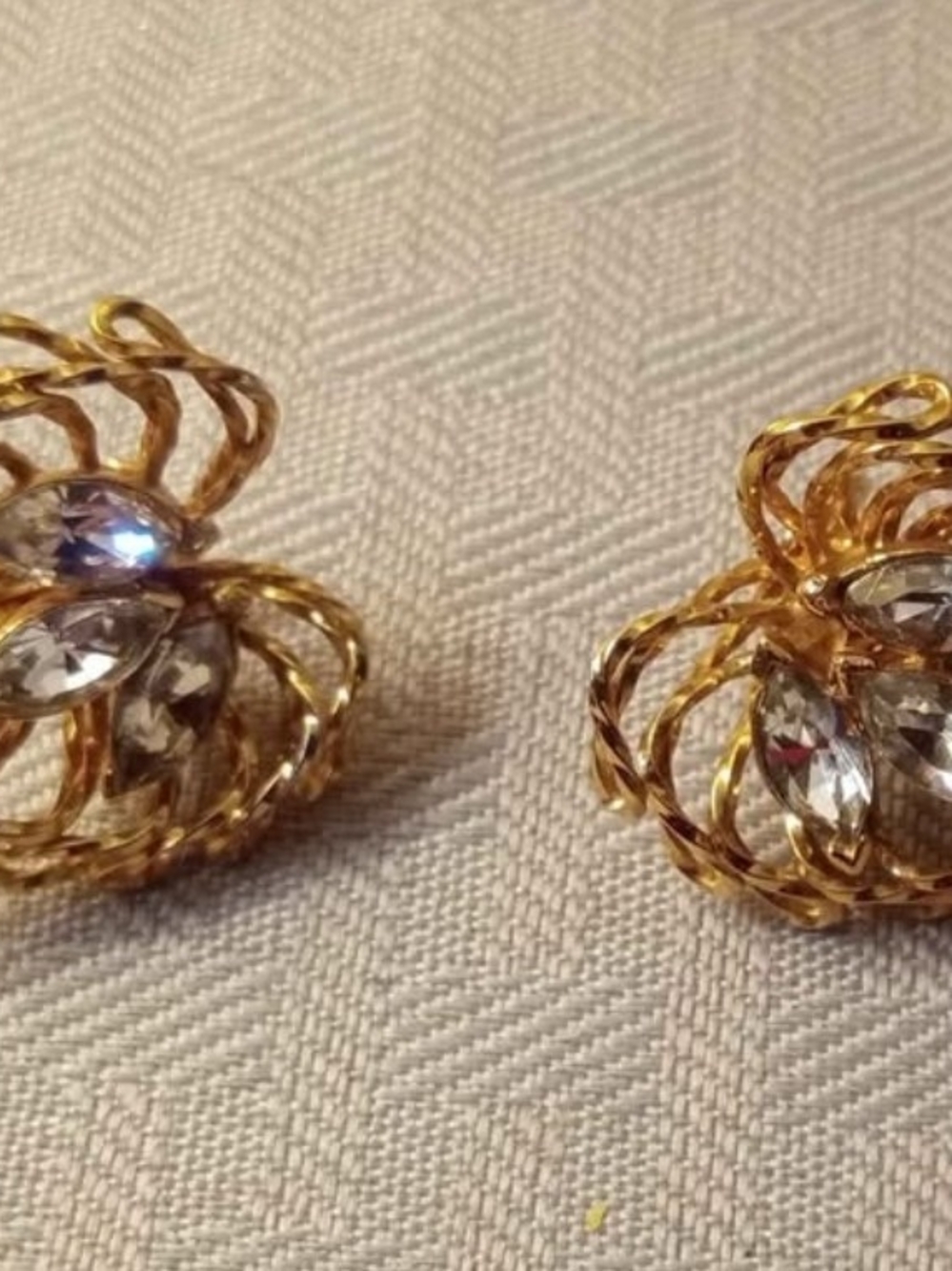 Gold-Tone Crystal Statement Earrings Like New